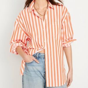orange striped button-up (extra small)